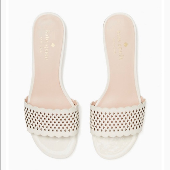 Kate Spade fonteyn sandal vegan leather parchment perforated slip on shoe 10 NEW - Picture 1 of 12